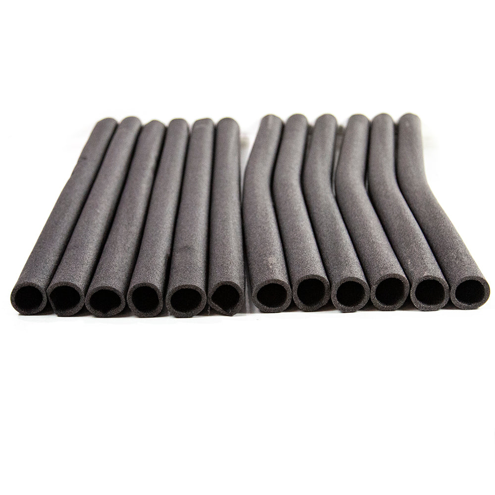 Twelve pieces of gray foam for the enclosure poles.