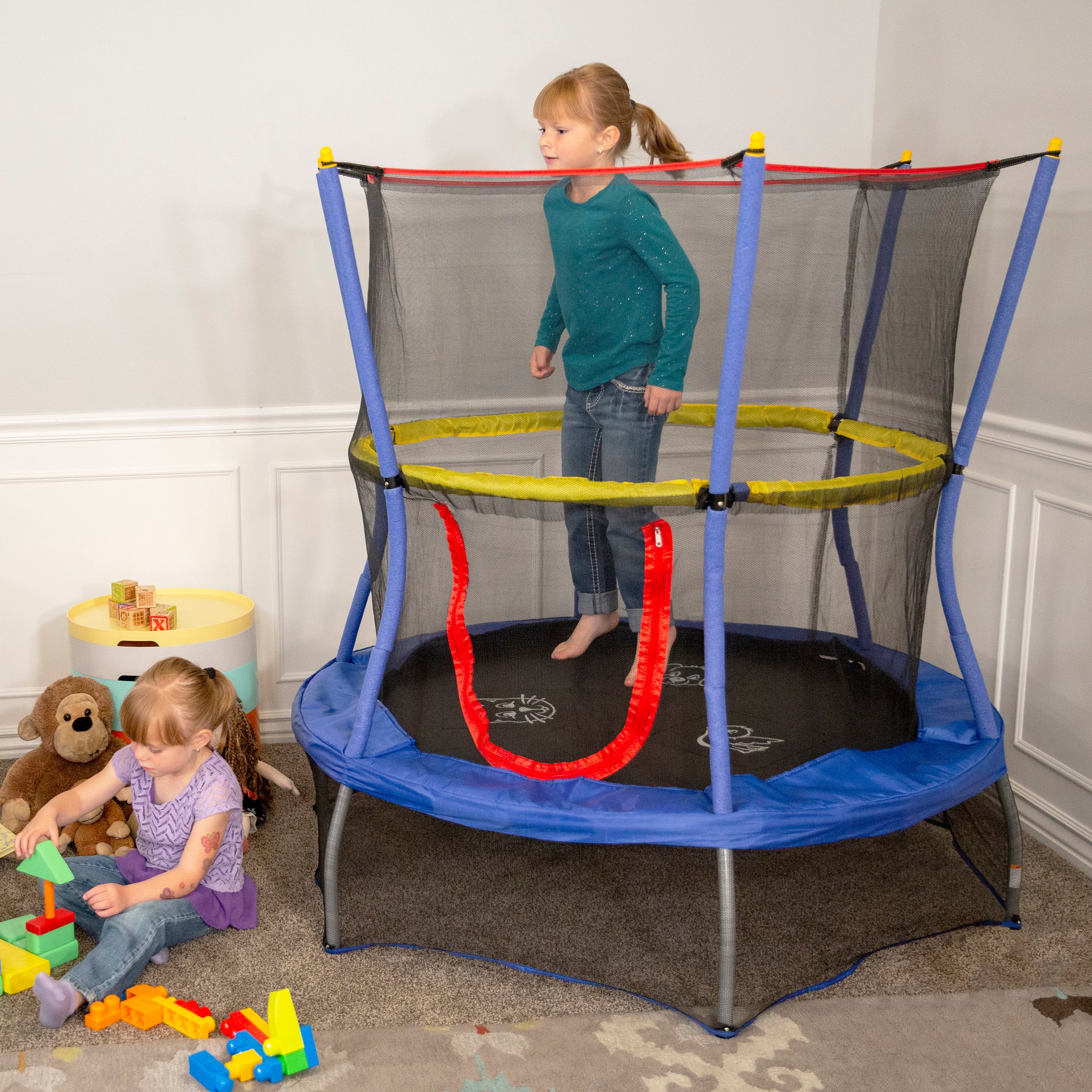 55" Round Bounce-N-Learn Interactive Mini Trampoline with Enclosure and Sound